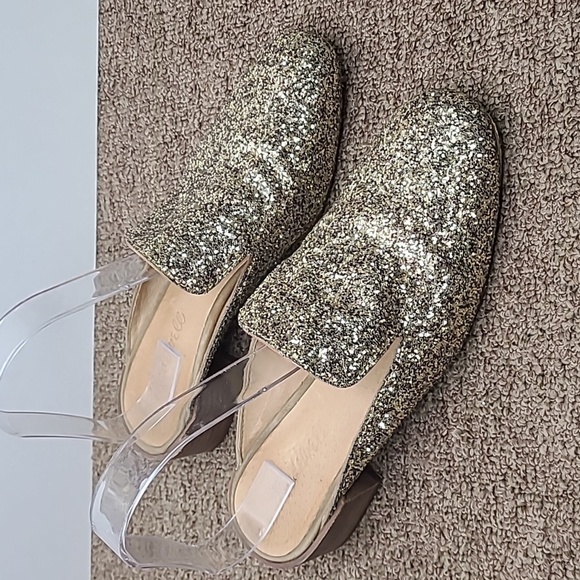 Madewell Willa Loafer Mule In Gold Glitter Sz 6.5 Women's - Picture 2 of 10